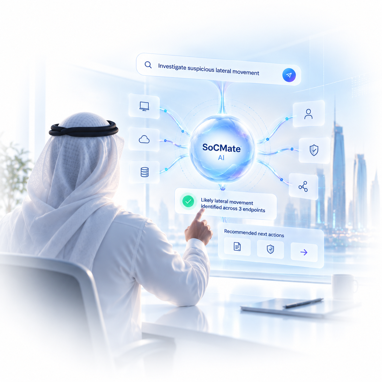 SoCMate connects an analyst to security data and contextualized investigation findings